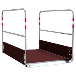 Houten loopbrug 100-330 cm met stalen frame en zijgeleiding