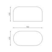 Technische tekening van Jumboblok geel, 900x450 mm Oud Hollands stampbeton met afgeronde hoeken.