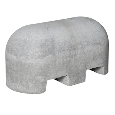 Grijs Jumboblok van Oud Hollands stampbeton met lepelgaten, 310 kg, afgeronde bovenzijde.
