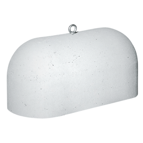 Wit Oud Hollands stampbeton Jumboblok met hijsoog, 330 kg, halfronde vorm.