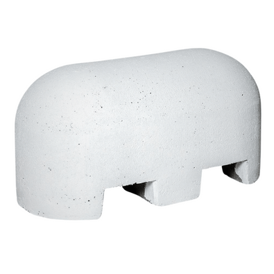 Wit Jumboblok van Oud Hollands stampbeton met lepelgaten, 310 kg, afgeronde bovenzijde.