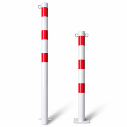 Kettingpaal Ø60 mm in wit-rood voor verankering in beton of met voetplaat