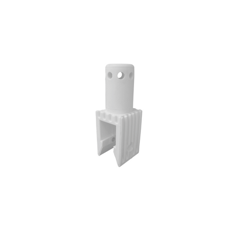 Witte kunststof lampadapter voor afzethekken, met cilindrische bovenkant en geribbelde klem.