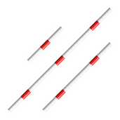 Witte en rood gestreepte liggers voor veiligheidsrailing, Ø48 mm.