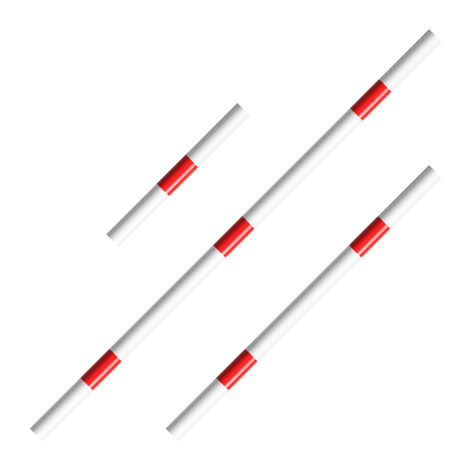 Witte en rood gestreepte liggers voor veiligheidsrailing, Ø48 mm.