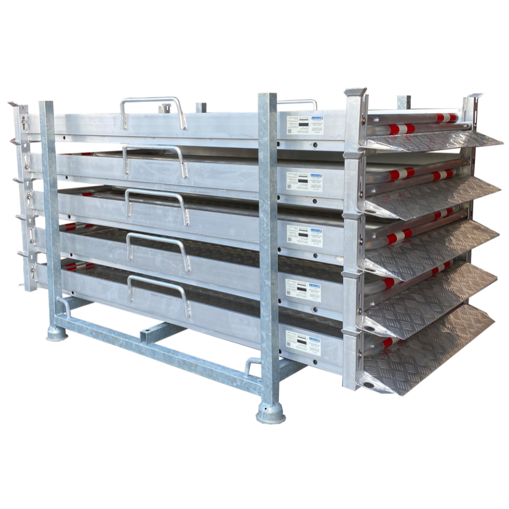Set van 5 aluminium loopbruggen | Geleverd in opslagcontainer met spanband
