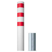 Rampaal Ø193 mm, wit-rood gestreept, met zilverkleurige uitneembare grondhuls.