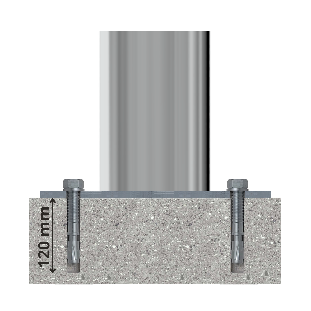RVS beschermpaal Ø76 mm | Voor verankering in beton of op voetplaat