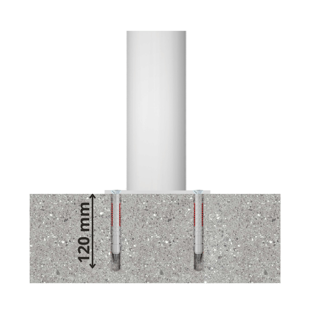 Aanrijdbeveiliging beugel Ø76 mm | Wit-rood | Laadpaal bescherming