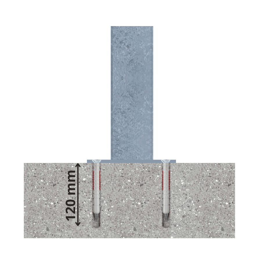 Afzetpaal 70x70 mm | Verzinkt staal | Voor verankering in beton of op voetplaat