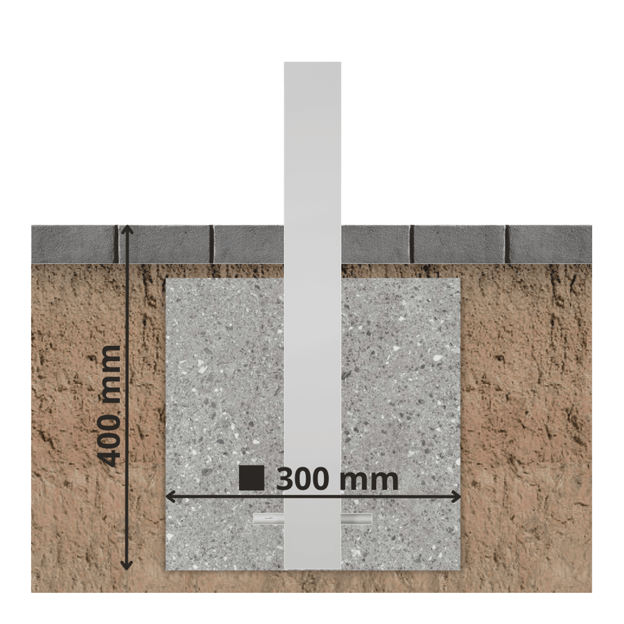 Afzetpaal 70x70 mm | Wit-rood | Voor verankering in beton of op voetplaat