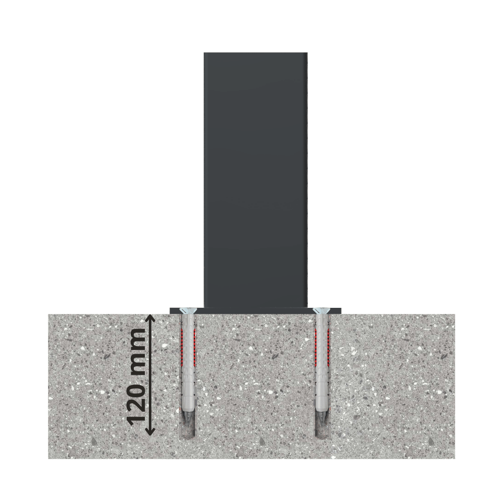 Afzetpaal design | 80x80 mm met vlakke kop | Montage- en kleuropties
