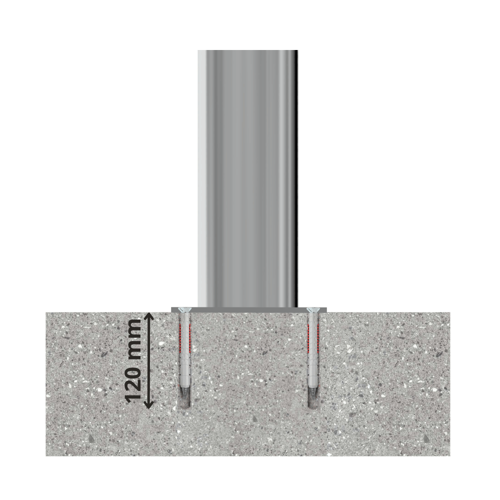 RVS parkeerpaal Ø102 mm | Voor verankering in beton of op voetplaat