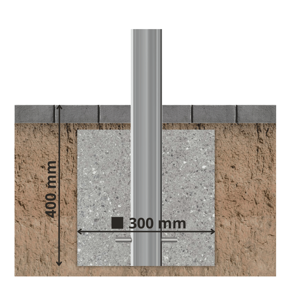 RVS parkeerpaal Ø76 mm | Voor verankering in beton of op voetplaat
