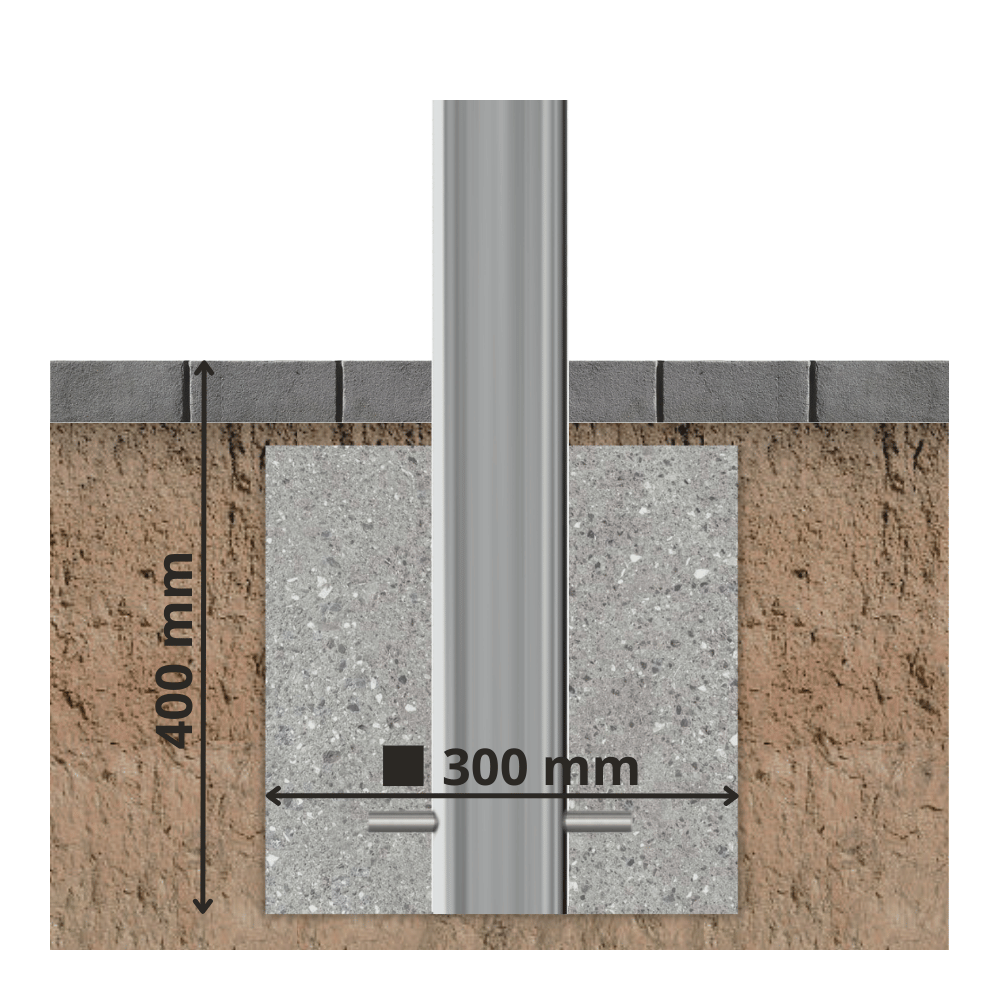 RVS parkeerpaal Ø89 mm | Voor verankering in beton of op voetplaat