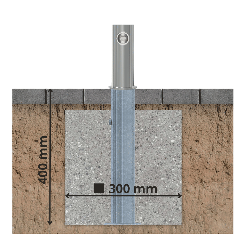 Uitneembare afzetpaal RVS | Ø60 x 900 mm | Met slot opties