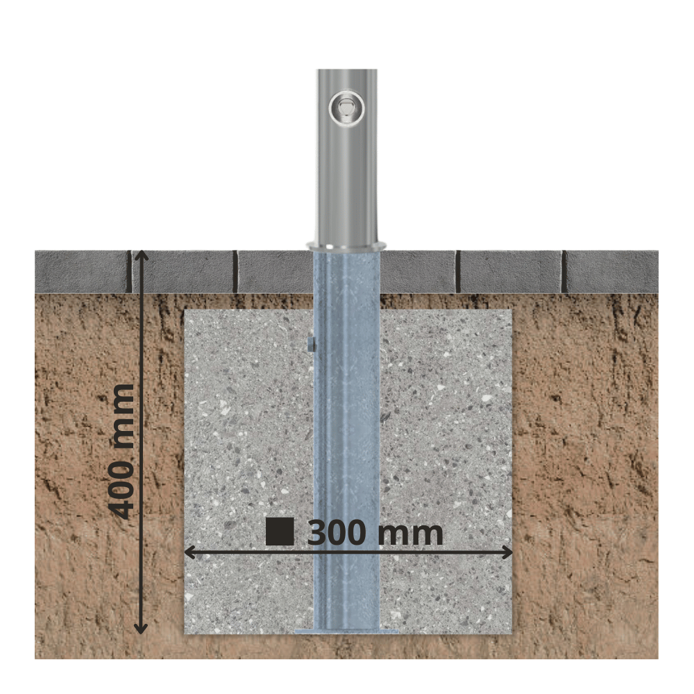 Uitneembare parkeerpaal RVS | Ø60 x 900 mm | Met slot opties