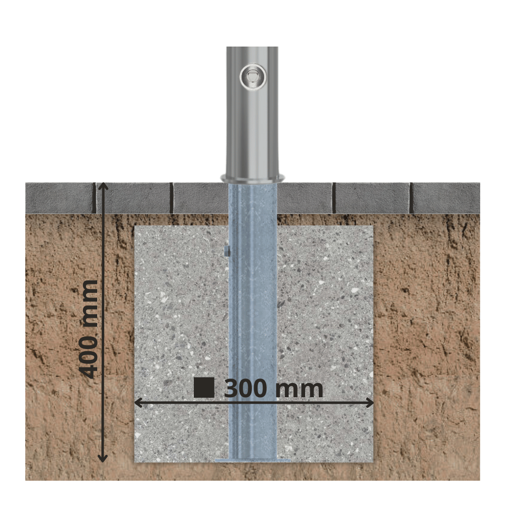 Uitneembare parkeerpaal RVS | Ø76 x 900 mm | Met slot opties