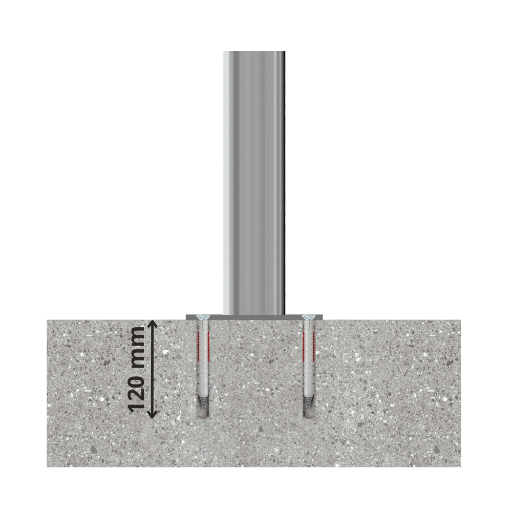 RVS beschermpaal Ø60 mm | Voor verankering in beton of op voetplaat