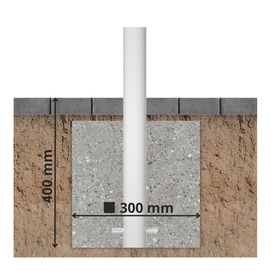 Beschermpaal Ø60 mm | Wit - blauw | Voor betonverankering of op voetplaat