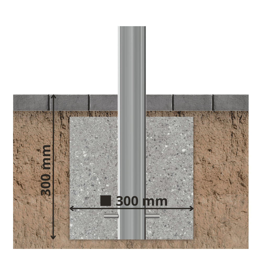 RVS beschermpaal Ø76 mm | Voor verankering in beton of op voetplaat