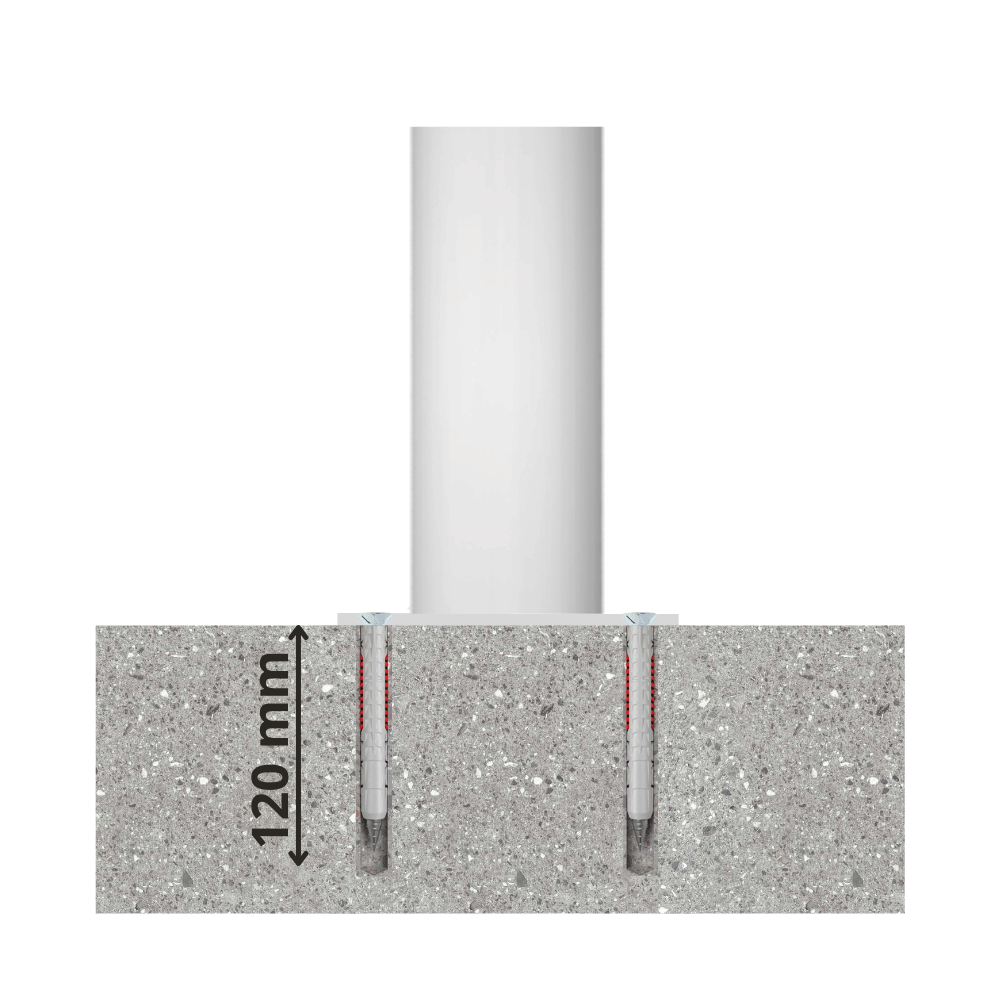 Beschermpaal Ø89 mm | Wit-rood | Voor betonverankering of op voetplaat