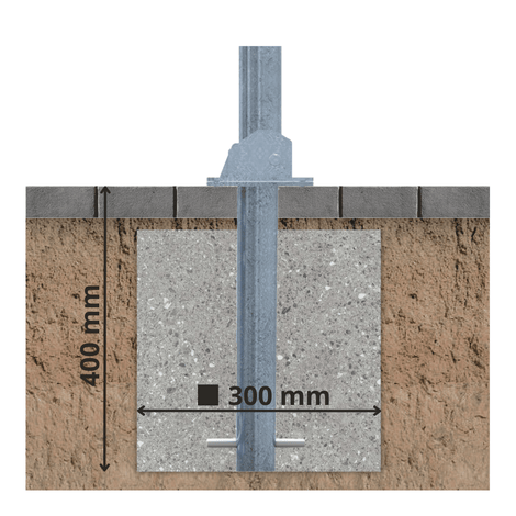 Verzinkte neerklapbare parkeerpaal Ø76 mm, ingegraven met betonfundering van 400x300 mm.