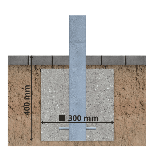 Parkeerpaal 70x70 mm | Verzinkt staal | Voor verankering in beton of op voetplaat