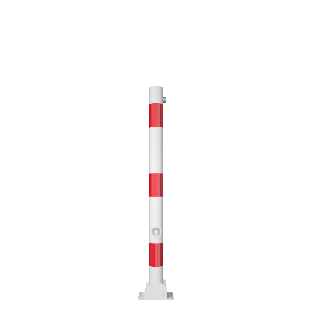 Neerklapbare afzetpaal Ø60 mm | Wit-rood of verzinkt | Met slot opties