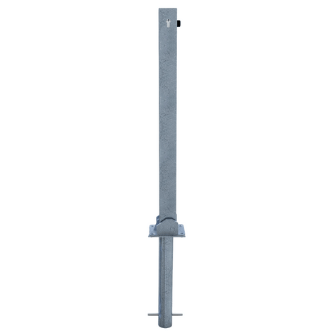 Verzinkte neerklapbare afzetpaal 70x70 mm met cilinderslot en betonverankering.