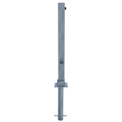 Verzinkte neerklapbare afzetpaal 70x70 mm met driekantslot en betonverankering.