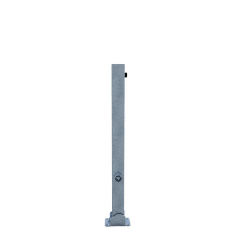 Verzinkte neerklapbare afzetpaal 70x70 mm met driekantslot op voetplaat.