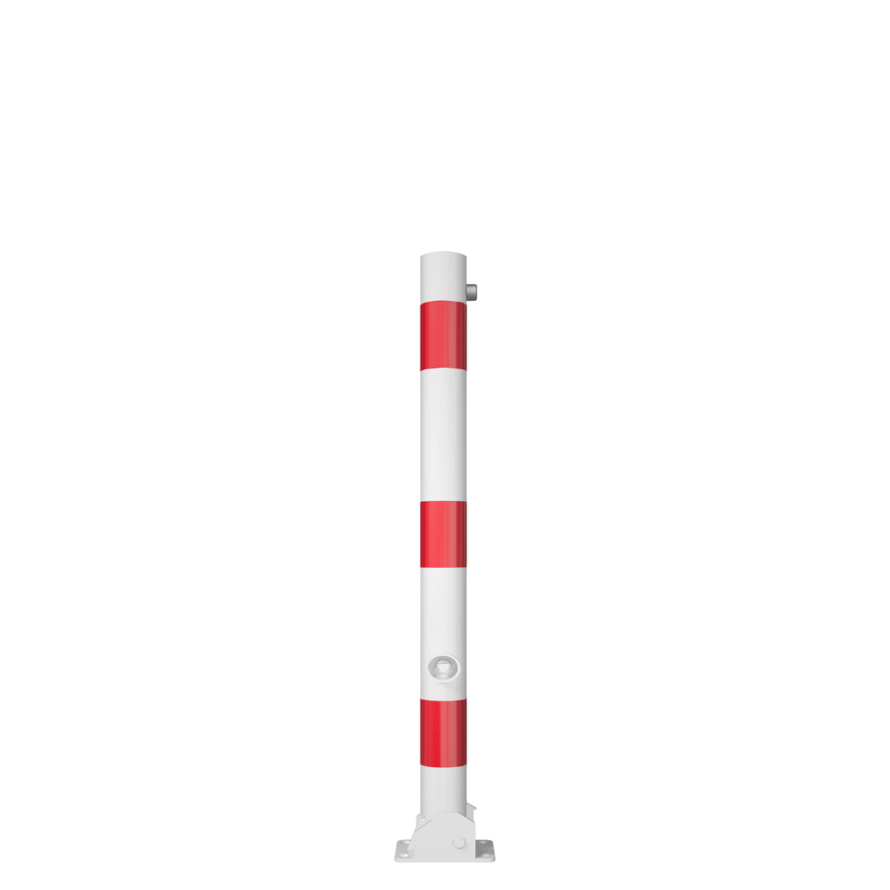Neerklapbare afzetpaal Ø76 mm | Wit-rood of verzinkt | Met slot opties