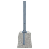 Verzinkte neerklapbare afzetpaal 70x70 mm met betonvoet en driekantslot.