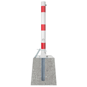 Neerklapbare afzetpaal Ø76 mm met betonvoet | Wit-rood of verzinkt