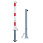 Neerklapbare parkeerpaal Ø60 mm | Wit-rood of verzinkt | Met slot opties