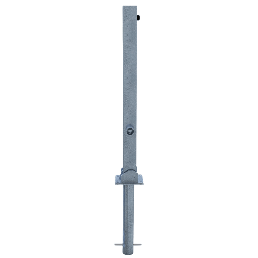 Neerklapbare parkeerpaal 70x70 mm | Wit-rood of verzinkt | Met slot opties