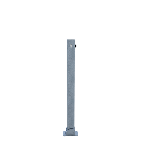Verzinkte neerklapbare parkeerpaal 70x70 mm met cilinderslot en voetplaat.