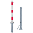Neerklapbare parkeerpaal 70x70 mm | Wit-rood of verzinkt | Met slot opties