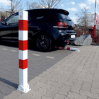 Neerklapbare parkeerpaal 70x70 mm | Wit-rood of verzinkt | Met slot opties