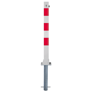 Neerklapbare parkeerpaal 70x70 mm | Wit-rood of verzinkt | Met slot opties