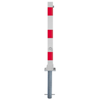 Neerklapbare parkeerpaal 70x70 mm | Wit-rood of verzinkt | Met slot opties