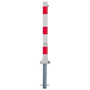 Neerklapbare parkeerpaal 70x70 mm | Wit-rood of verzinkt | Met slot opties