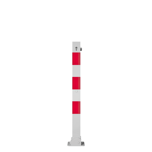 Neerklapbare parkeerpaal 70x70 mm | Wit-rood of verzinkt | Met slot opties