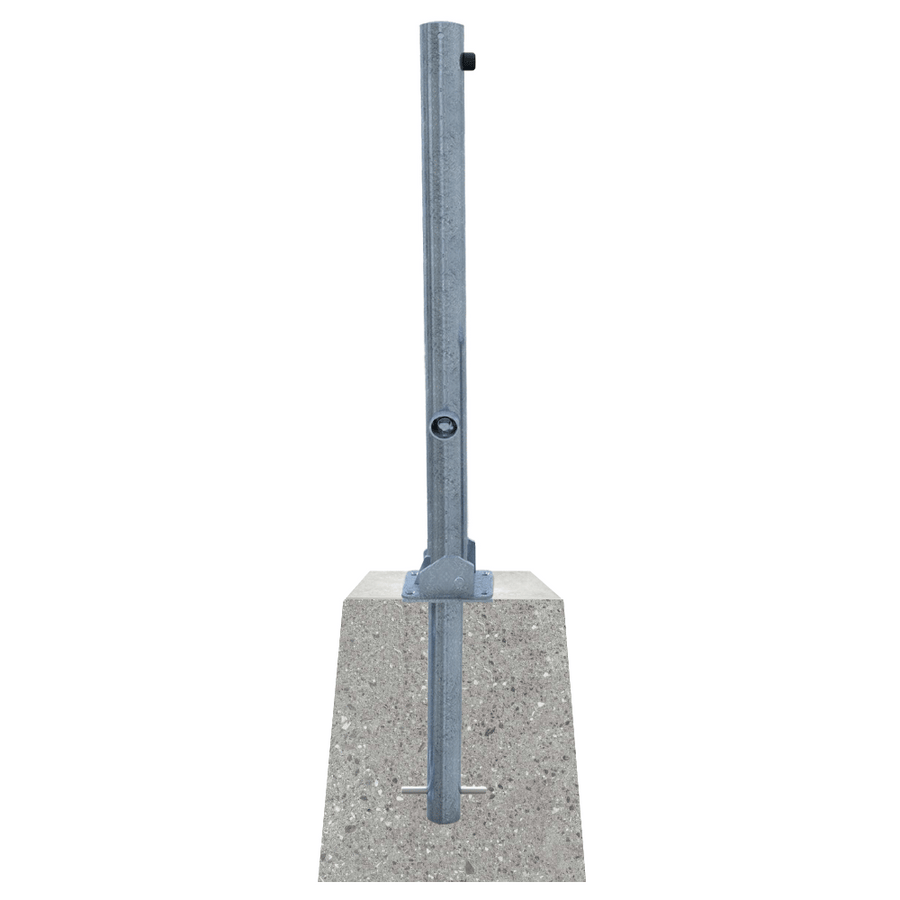 Neerklapbare parkeerpaal Ø76 mm met betonvoet | Wit-rood of verzinkt