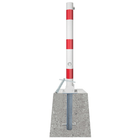 Neerklapbare parkeerpaal Ø76 mm met betonvoet | Wit-rood of verzinkt