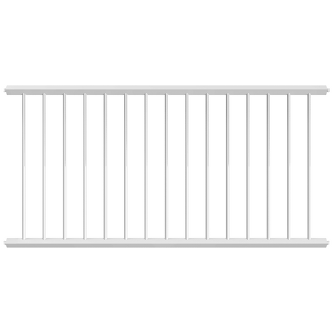 Wit veiligheidsrailing paneel, 2000 mm lang, met verticale spijlen en strak design.