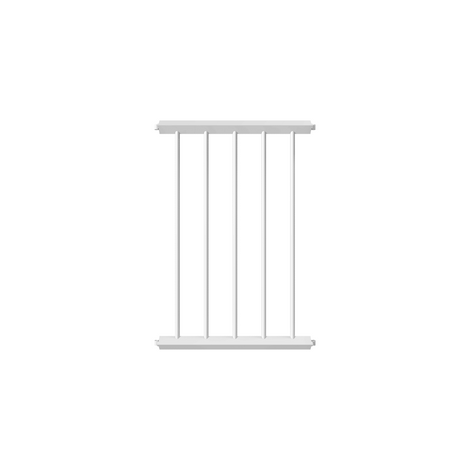 Wit veiligheidsrailing paneel, 60x60 mm, 750 mm hoog, met verticale spijlen.