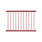 Rood veiligheidsrailing paneel, 1500 mm lang, met verticale spijlen en horizontale stangen.