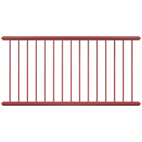 Rood veiligheidsrailing paneel, 2000 mm breed, met verticale spijlen en 60x60 mm profiel.